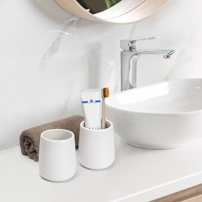 Bathroom Tumbler Cup Ceramic 2Pcs 13.5oz Reusable Toothbrush Cup 400ml, Toothbrush Holder Adequate for Your Bathroom (White) - color: White, size: 2pcs