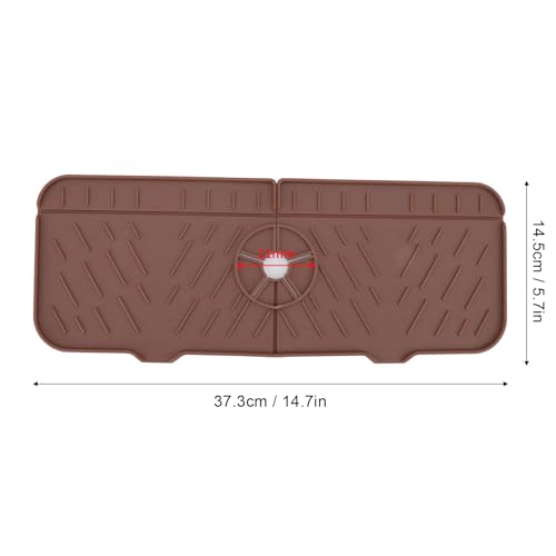 OUKENS Sponge Holder, Brown Silicone Washable Countertop Water Absorbent Faucet Mat for Kitchen Sink, Bathroom, RV, Reusable Splash Guard & Drip Catcher Tray