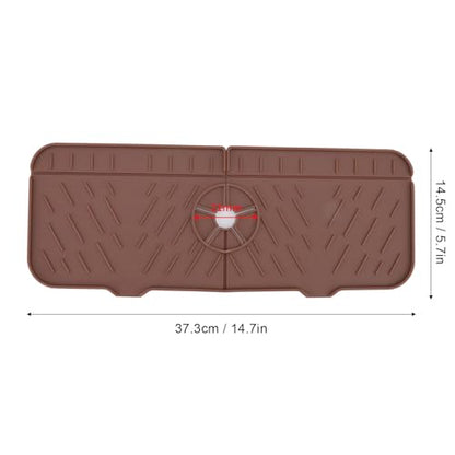 OUKENS Sponge Holder, Brown Silicone Washable Countertop Water Absorbent Faucet Mat for Kitchen Sink, Bathroom, RV, Reusable Splash Guard & Drip Catcher Tray