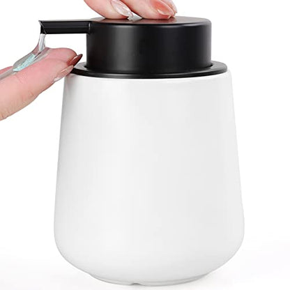 BosilunLife Ceramic Soap Dispenser - Dish Soap Dispenser for Bathroom 12Oz | Refillable Liquid Hand Wash Dispenser for Essential Oil, Lotion Soap, Matte White - color: Matte White