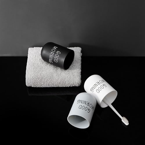 Simple wash Cup Home Cup Bathroom Brush Teeth Gargle Printing Frosted Texture Water Cup Home use (Black & White)