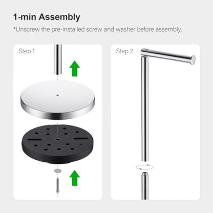 BAGNOLUX Bathroom Toilet Paper Holder Stand with Reserve, SUS304 Stainless Steel Rustproof Pedestal Tissue Roll Holder Heavy Duty, Polished Chrome - color: Polished Chrome