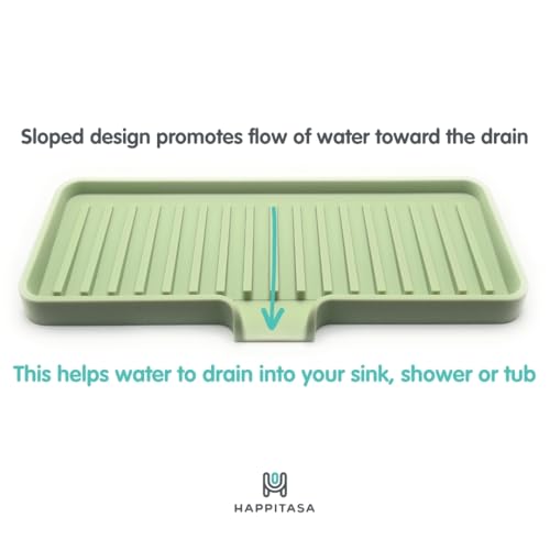 Silicone Soap Dish Tray and Sponge Holder with Drain Chute, Rectangular, Kitchen and Bathroom Sink Organizer (Pistachio, 9"x3.5") - color: Pistachio, size: (MD) 9"x3.5"