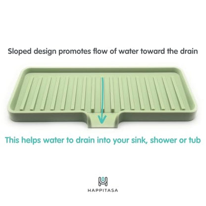 Silicone Soap Dish Tray and Sponge Holder with Drain Chute, Rectangular, Kitchen and Bathroom Sink Organizer (Pistachio, 9"x3.5") - color: Pistachio, size: (MD) 9"x3.5"