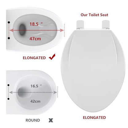 GarveeTech Elongated Toilet Seat with Built-in Toddler Seat & Slow Close - Potty Training Toilet Seat for Adult and Child, Magnetic Hinge, Safe PP Material, Easy to Clean, White - color: White-1, size: Elongated with Toddler Seat