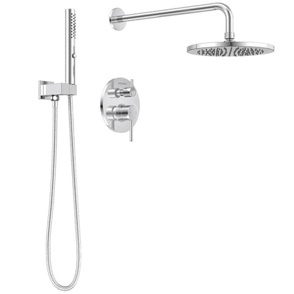 Lava Odoro Modern Rain Shower System Faucet Set, SF104-C | 2-Setting Round Shower Valve Trim Kit, Chrome Shower Head Set with Sprayer, 10 Inch, Rough-in Valve Included - color: Chrome, style: Without Tub Spout