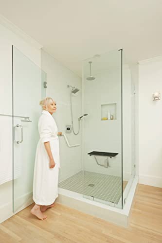 28" x 15" Black Folding Wall Mount Shower Seat Bench, ADA Compliant - color: Black, size: 28 inch