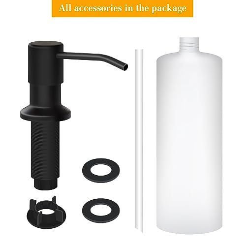 Soap Dispenser for Kitchen Sink, Built in Sink Soap Dispenser Lotion Dispenser with 17 OZ Bottle, Refill from The Top Bar Sink Soap Dispenser, Black (1 Pack) - color: Black