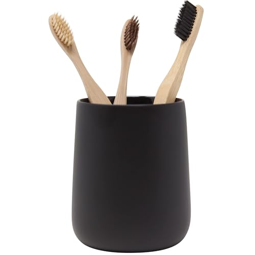 Yew Design Matte Black Bathroom Toothbrush Holder Cup - Round - color: Round Matte Black