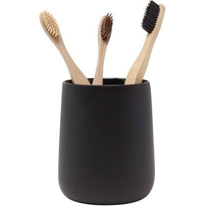 Yew Design Matte Black Bathroom Toothbrush Holder Cup - Round - color: Round Matte Black