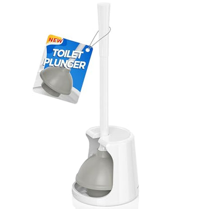 LOVLOY Toilet Plunger with Holder, Plungers for Bathroom Heavy Duty for 5.3-inch Toilet Drain, Toilet Plunger and Holder Combo for Bathroom Cleaning