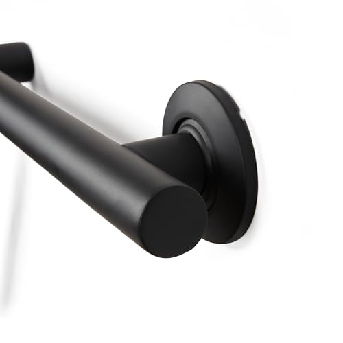 Bathroom Grab Bar, 38 inch Stainless Steel, Left Handed Zuma Bar, 1.25 inch Diameter, Handicap Grab Bar, Safety Rail, Matte Black - color: Matte Black, style: Left-Hand