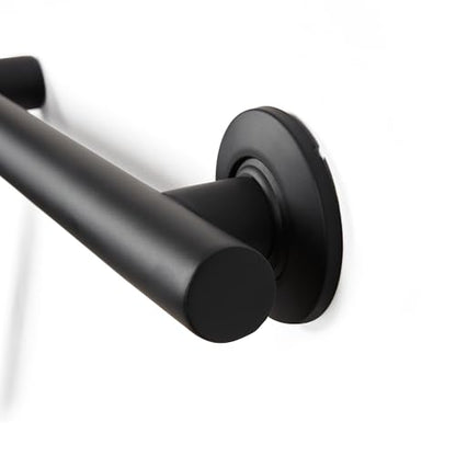 Bathroom Grab Bar, 38 inch Stainless Steel, Left Handed Zuma Bar, 1.25 inch Diameter, Handicap Grab Bar, Safety Rail, Matte Black - color: Matte Black, style: Left-Hand