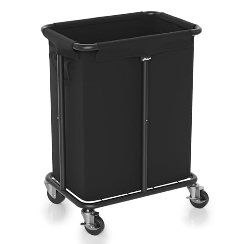 Hodonas Laundry Basket with Wheels, Rolling Laundry Hamper, 46 Gallons (170L), Removable and Machine Washable Liner, Steel Frame, Large Laundry Cart for Laundry Room, Bedroom, Bathroom, Dorm - Black - color: Black