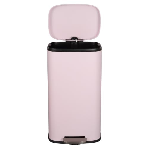 happimess Curtis 8 Gal Step Trash Can Soft Close 25", Blush Pink | Iron Construction, Satin Finish, Removable Liner, Steel Pedal, 20 Trash Bags Included, Kitchen Office Bin - color: Blush Pink