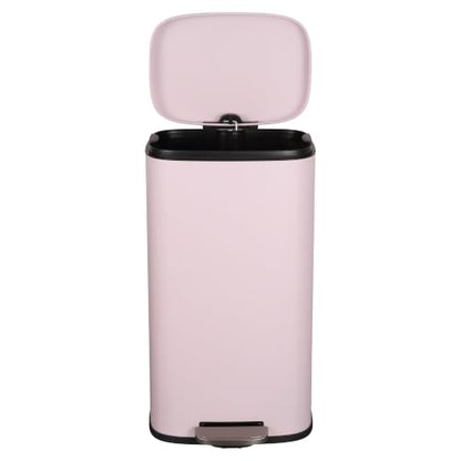 happimess Curtis 8 Gal Step Trash Can Soft Close 25", Blush Pink | Iron Construction, Satin Finish, Removable Liner, Steel Pedal, 20 Trash Bags Included, Kitchen Office Bin - color: Blush Pink
