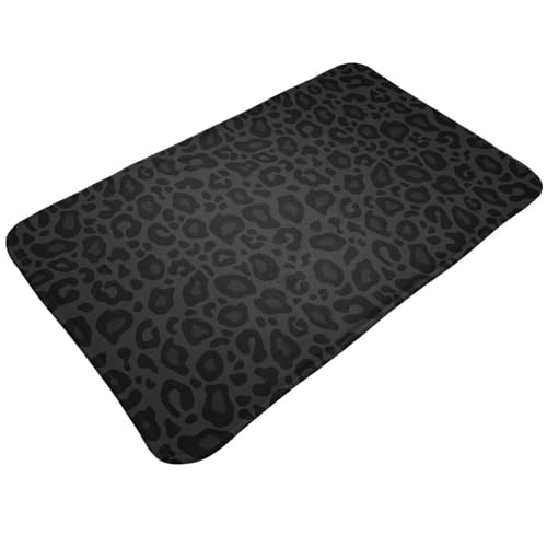 Black Leopard Cheetah Print Bath Mat Non-Slip Soft Microfiber Bathroom Rugs Washable Bathmat, Carpet Rug Entryway Decor for Tub Shower Room Floor, 31.5x20 Mat