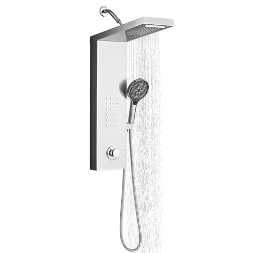Shower Panel Tower System,Rain Shower Head Rainfall | Waterfall Shower,Handheld High Pressure Rain Massage System(Silver) - color: Silver, style: Normal