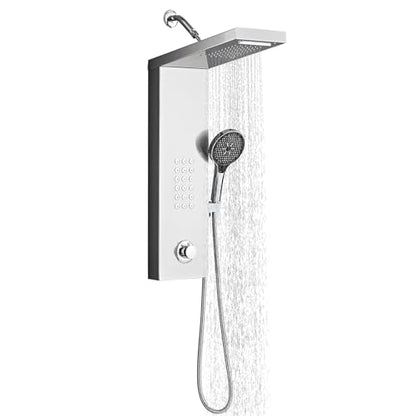 Shower Panel Tower System,Rain Shower Head Rainfall | Waterfall Shower,Handheld High Pressure Rain Massage System(Silver) - color: Silver, style: Normal