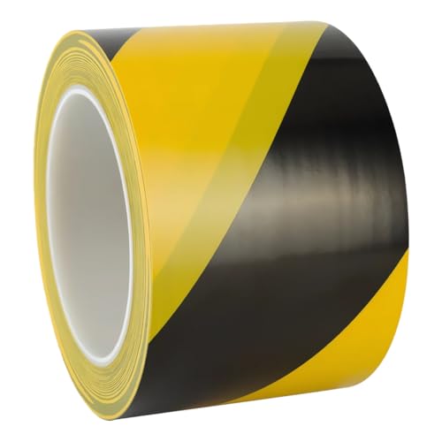 3 Inch x 200FT Black and Yellow Safety Tape, Hazard Tape, Warning Tape, Caution Tape Roll, Floor Marking Tape for Gymnasium, Walls, Floors, Pipes and Equipment in Construction Sites & Hazardous Areas - color: Yellow&Black