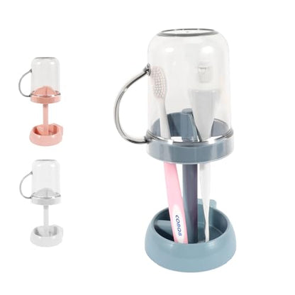 Toothbrush Stand with Cover/Cup, 3 Slots Toothbrush Holders for Bathrooms, Compatible with Toothpaste Conventional Toothbrushes Electric Toothbrushes Blue - color: Blue