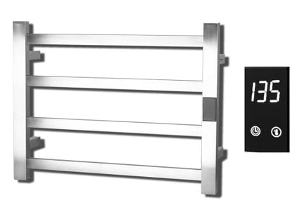Electric Towel Warmer | Super Thin | with Timer & Temperature Multi-Level Adjustments | Hardwired & Plug-in | 4 Bar | Brushed Finish - color: Brushed, size: 4-Bar
