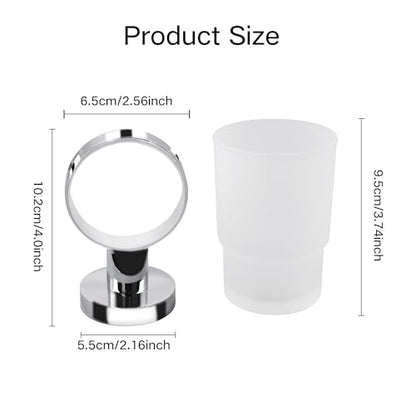 Wall Mounted Toothbrush Holders Set | Stainless Steel Bathroom Tooth Brush Holder, with Glass Toothpaste Cup, Toothbrush Caddy Storage, for Kids & Adult, Single - size: Single