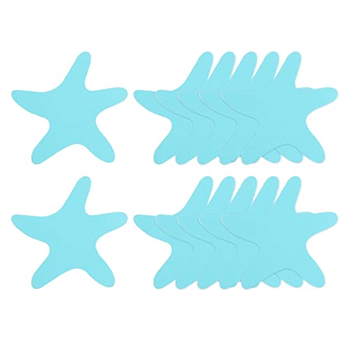 12pcs Non Slip Bathtub Stickers Bath Shower Floor 3.86" Anti-Slip Sticker Tape Starfish Style Decals for Bathroom Kitchen Bathtub Treads Stairs, Blue