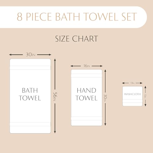 MAURA White Bath Towel Set of 8 for Bathroom. Turkish Cotton Luxury Bath Towels. Extra Large, Thick, Plush & Soft. Hotel & Spa Quality - White - color: White, size: 8-Piece Set (2 Bath, 2 Hand, 4 Washcloth)