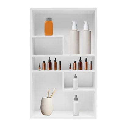 Stainless Steel Recessed Medicine Cabinet 14 * 24, Rust-proof Metal Wall Niche, In Wall Shower Niche Shelf Insert Replacement, Recessed Medicine Cabinets w/ 5 Compartments, for Bedrooms (White) - color: White