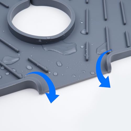 Kitchen Sink Silicone Splash Guard, Faucet Mat for Keeping Kitchen and Bathroom Sinks Dry, 17.7 x 6.3 Inches, Grey - color: Dark Gray