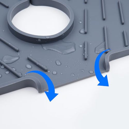 Kitchen Sink Silicone Splash Guard, Faucet Mat for Keeping Kitchen and Bathroom Sinks Dry, 17.7 x 6.3 Inches, Grey - color: Dark Gray