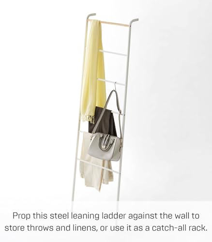 Yamazaki Home Tower Leaning Ladder Rack, Space Saving - Ladder, 63" - Steel - color: White