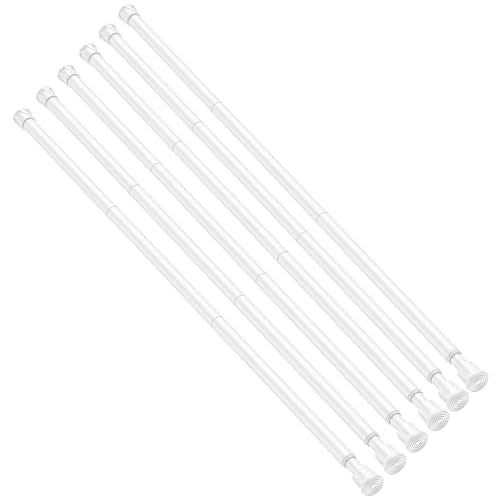 6 Pack Tension Rods for Windows 28 to 48 inch, Adjustable Curtain Rods No Drilling Spring Rods Extendable Pressure DIY Tension Rod for Window Closet Kitchen, White - color: White, size: 28" to 48"-6Pcs