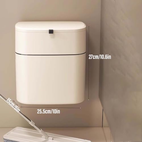 YSUEFIJO Mounted Trash Can with Lid, Wall Hanging Garbage Bin for Kitchen Bathroom Office, Cabinet Door Waste Basket, Space Saving Rubbish Container, Practical Hanging Structure and Easy Use