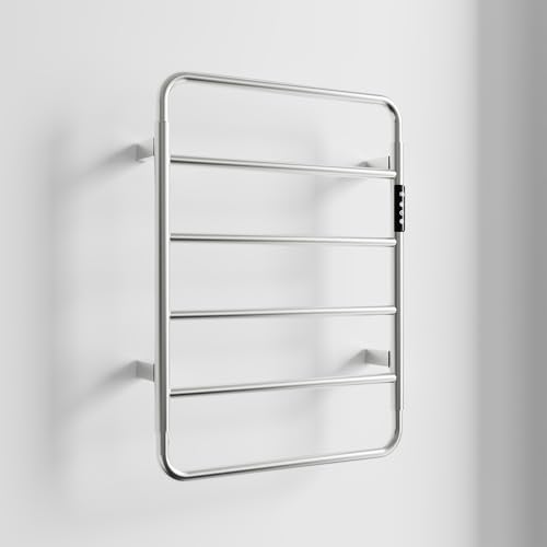 Towel Warmer, Stainless Steel Heated Towel Racks for Bathroom, 6 Bars Wall Mounted Towel Heater with Intelligent Touch Screen Timer & Temperature Adjustment, Plug-in/Hard-Wired, Brushed Nickel - color: Brushed Nickel, size: 6-Bar
