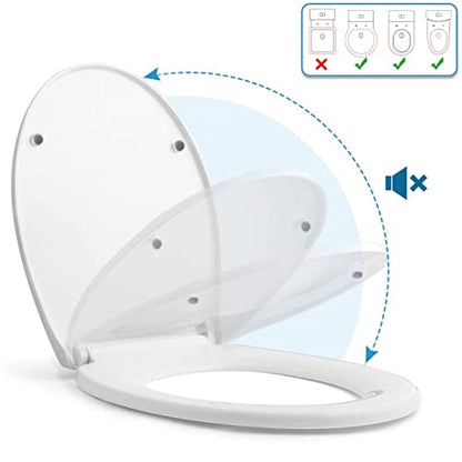 White Plastic Quick Release Toilet Seat - Oval Shape, Top Fixing with Adjustable Hinges, Easy Clean, Seagull and Starfish Design - One Size - color: Underwater World