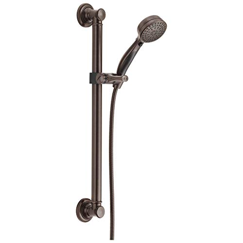 Delta Faucet 9-Spray Slide Bar Hand Held Shower with Hose, Oil Rubbed Bronze Handheld Shower Head, Slide Bar Hand Shower, Handheld Shower, Detachable Shower Head, Venetian Bronze 51900-RB - color: Venetian Bronze