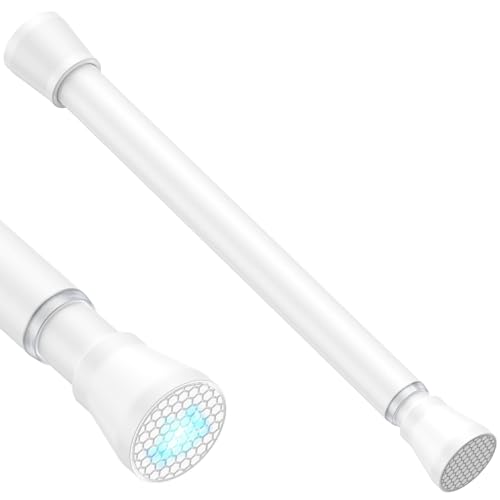 Tension Rod 16 to 26 Inch Adjustable Curtain Rod No Drilling White Tension Curtain Rod Spring Tension Curtain Rod for Bookshelf Diy Projects Kitchen Cupboard Bathroom Wardrobe 1PCS - color: White, size: 16-26 inch 1pcs