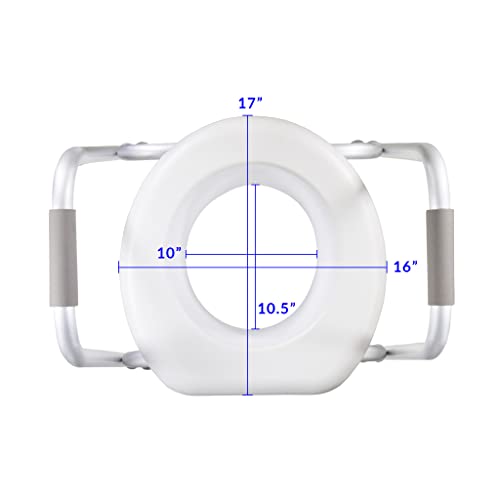 PCP Raised Toilet Seat and Safety Frame, Pre-Assembled Tool Free, Secure Adjustable Height, Made in USA, Regular - size: Regular