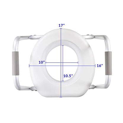 PCP Raised Toilet Seat and Safety Frame, Pre-Assembled Tool Free, Secure Adjustable Height, Made in USA, Regular - size: Regular