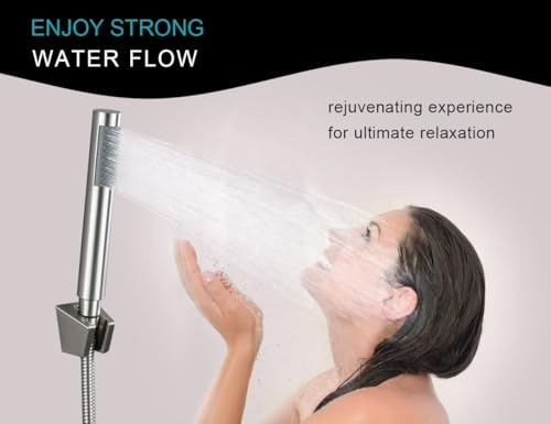 3-Piece Handheld Shower Wand with Long Hose – Brushed Nickel | Complete Shower Head Set with Bracket – Perfect for RV, Dog Bath & Full-Body Rinse. 79" Extra Long Hose. Easy Install. - style: 1 Function