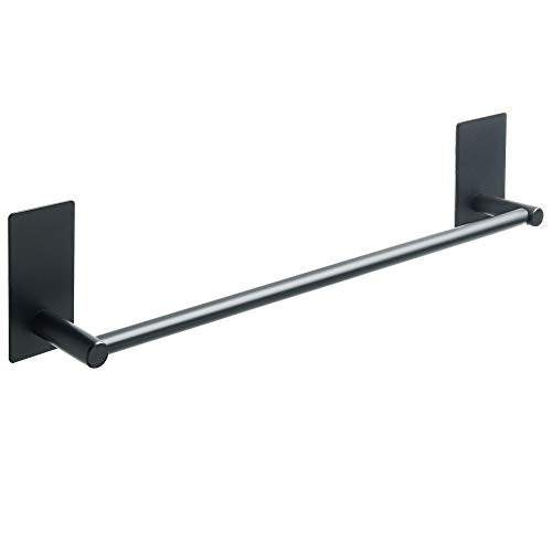 Alise Adhesive Towel Bar, 16 Inch Towel Racks for Bathroom SUS 304 Stainless Steel,Bathroom Towel Holder No Drill, Strong Self Adhesive Towel Bar, Matte Black - color: Black, size: 16 Inch