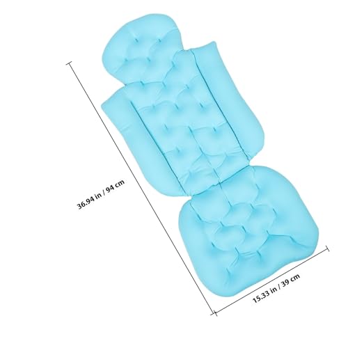 POPETPOP Bathtub Mat with Pillow for Adults, Spa Bath Cushion Pad with Suction Cups, Blue Full-Body Bath Pillow Headrest for Bathtub Relaxation and Neck Support