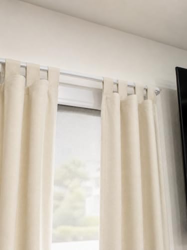 Kirsch/Castellanos Super Duty Lockseam Curtain Rod 48" to 86" Adjustable, Heavy-Duty White Drapery Rod with 2 1/2" Clearance for Curtains, Drapes, and Valances