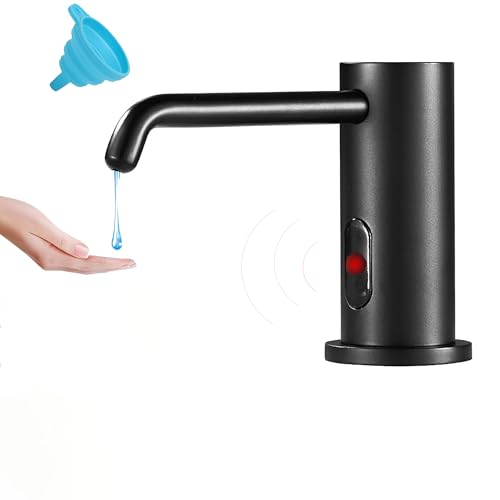 Automatic Soap Dispenser for Kitchen, Electric Soap Dispenser Built in Sink | Touchless Liquid hand Soap Dispenser with 1000ml Bottle, Infrared Sensors Soap Dispenser for Business Bathroom Matte Black - color: Matte Black-liquid
