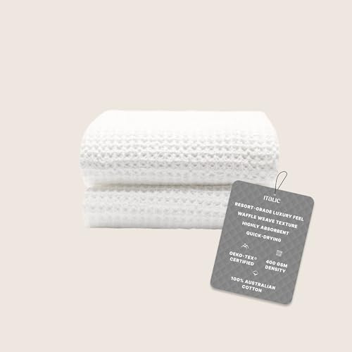 Sedona Waffle Bath Towels, 410 GSM 100% Cotton, Set of 2, Soft, Quick-Drying & Lightweight Waffle Weave Towels, White - color: White, style: Bath Towel (Set of 2)