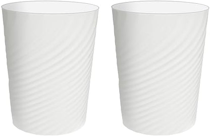 DAJITRE 1.8 Gallon Small Trash Can Wastebasket Recycling Bin Slim Profile for Compact Spaces Bathroom, Office, Bedroom, Kitchen (1.8 Gallon-2pack, White) - color: white, size: 2 Pack