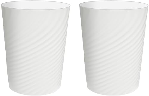 DAJITRE 1.8 Gallon Small Trash Can Wastebasket Recycling Bin Slim Profile for Compact Spaces Bathroom, Office, Bedroom, Kitchen (1.8 Gallon-2pack, White) - color: white, size: 2 Pack