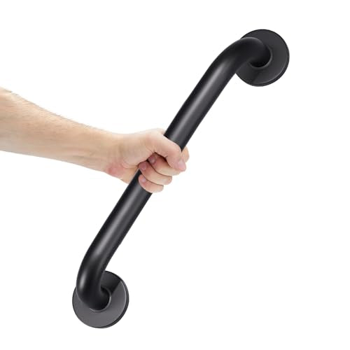 AmazerBath Grab Bars for Shower 18 Inches, Shower Grab Bars for Senior Anti Slip, Safety Grab Bars for Bathtubs and Showers Stainless Steel, Thickened Bar Holds 500LBS, 18" Lx1.25 D, Black - color: Matte Black, size: 18"L x 1.25"D
